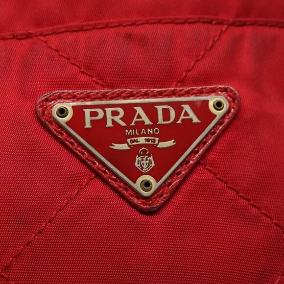 PRADA Pouch Nylon Red Silver Auth - Picture 11 of 16